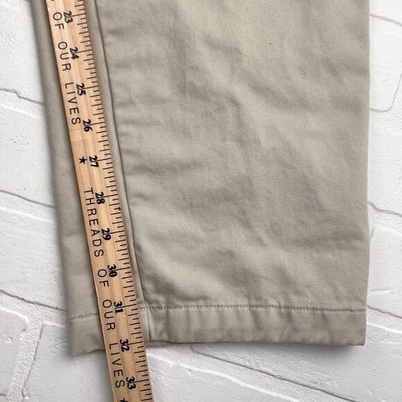LL Bean Pants Men 35Wx34L Beige Chino Cotton Flannel Plaid Lined Natural‎ Fit - Picture 10 of 12